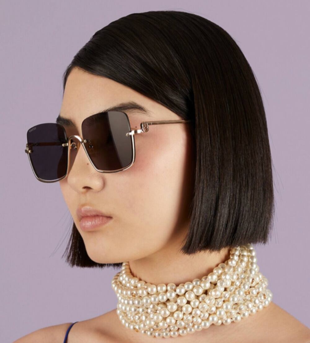 NEW Gucci GG1279S Half Rim Gold Grey Sunglasses $595